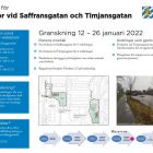 Utställningsaffish över detaljplanen för förskolor på Saffransgatan och Timjnasgatan